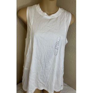 DSG Womens White Retro Style Sleeveless athletic Tank Size L NWT